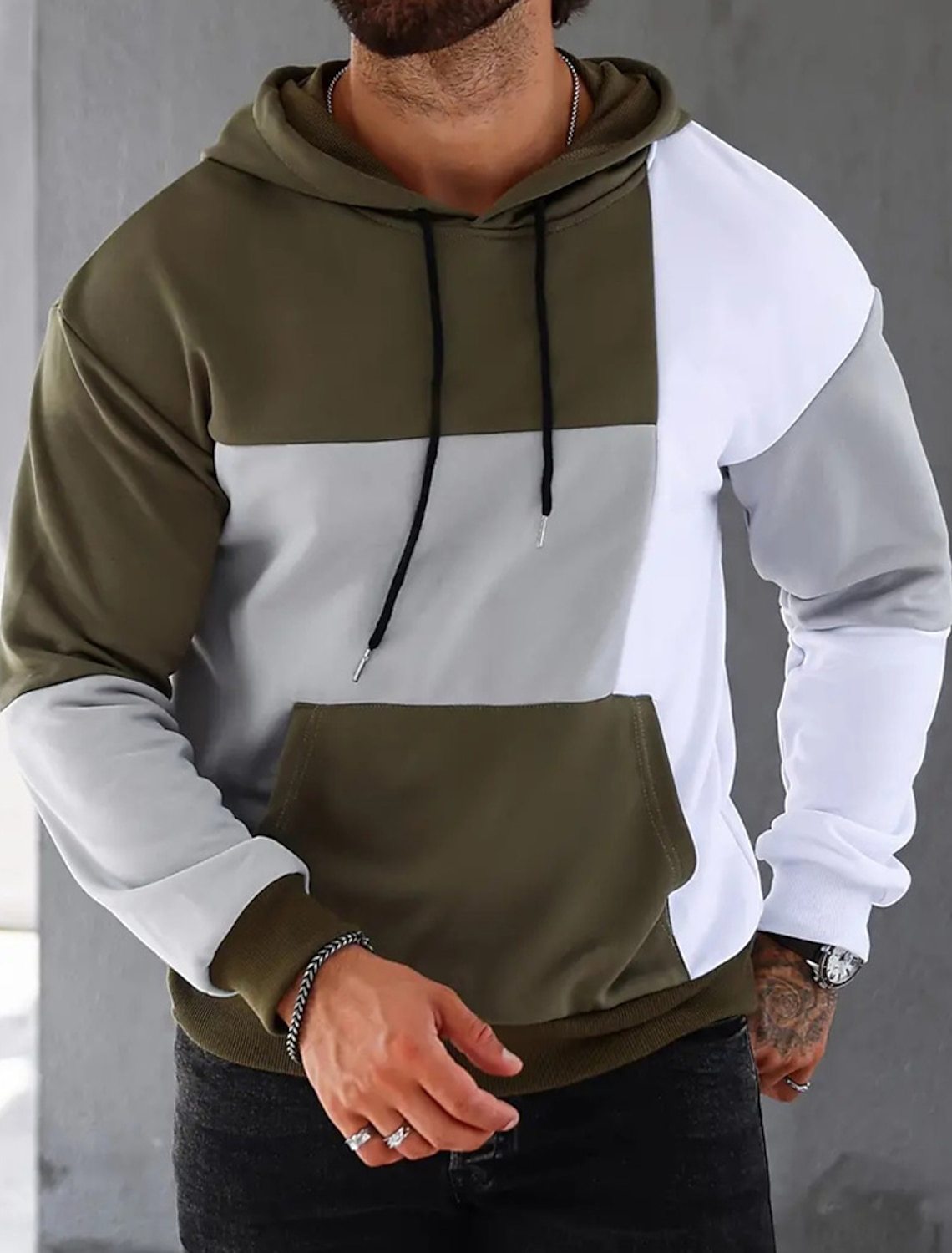 Men's 3D Hoodie Sweater With Color Matching Pattern - Weriion