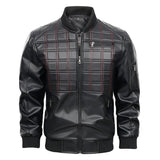 Men's Black Spring And Autumn Slim Fit Leather Jacket - Weriion