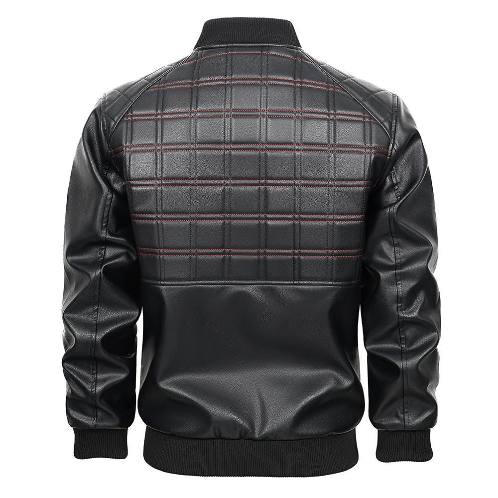 Men's Black Spring And Autumn Slim Fit Leather Jacket - Weriion