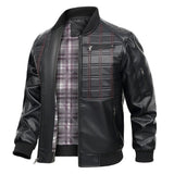 Men's Black Spring And Autumn Slim Fit Leather Jacket - Weriion