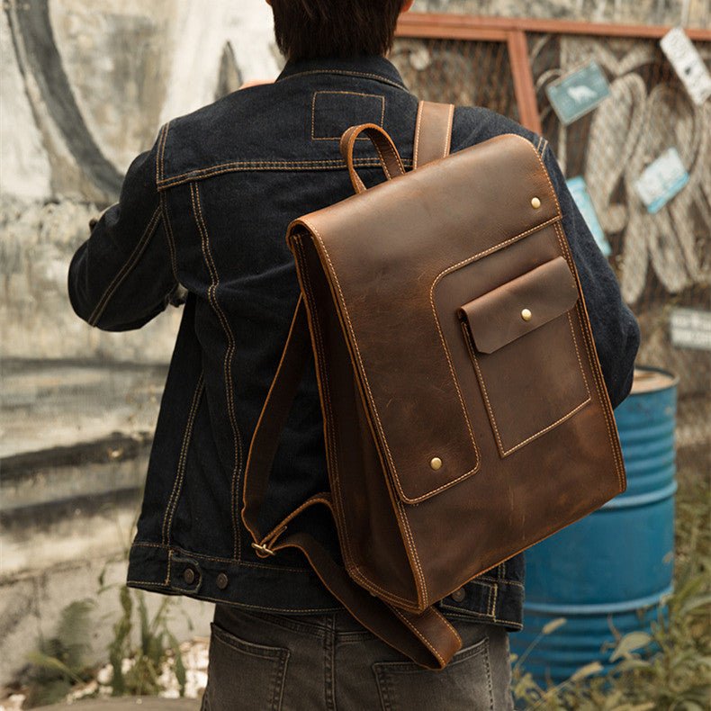 Men's Casual Leather British Backpack - Weriion