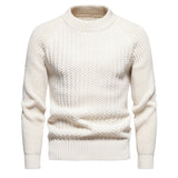 Men's Casual Loose Solid Color Round Neck Sweater - Weriion