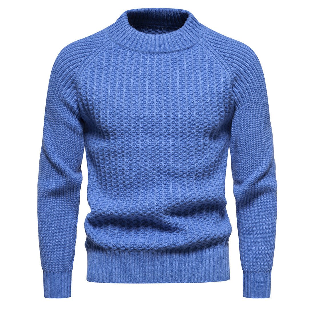 Men's Casual Loose Solid Color Round Neck Sweater - Weriion