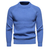 Men's Casual Loose Solid Color Round Neck Sweater - Weriion