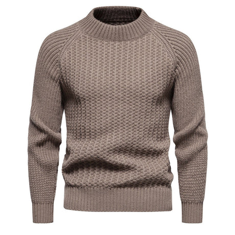 Men's Casual Loose Solid Color Round Neck Sweater - Weriion