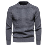 Men's Casual Loose Solid Color Round Neck Sweater - Weriion