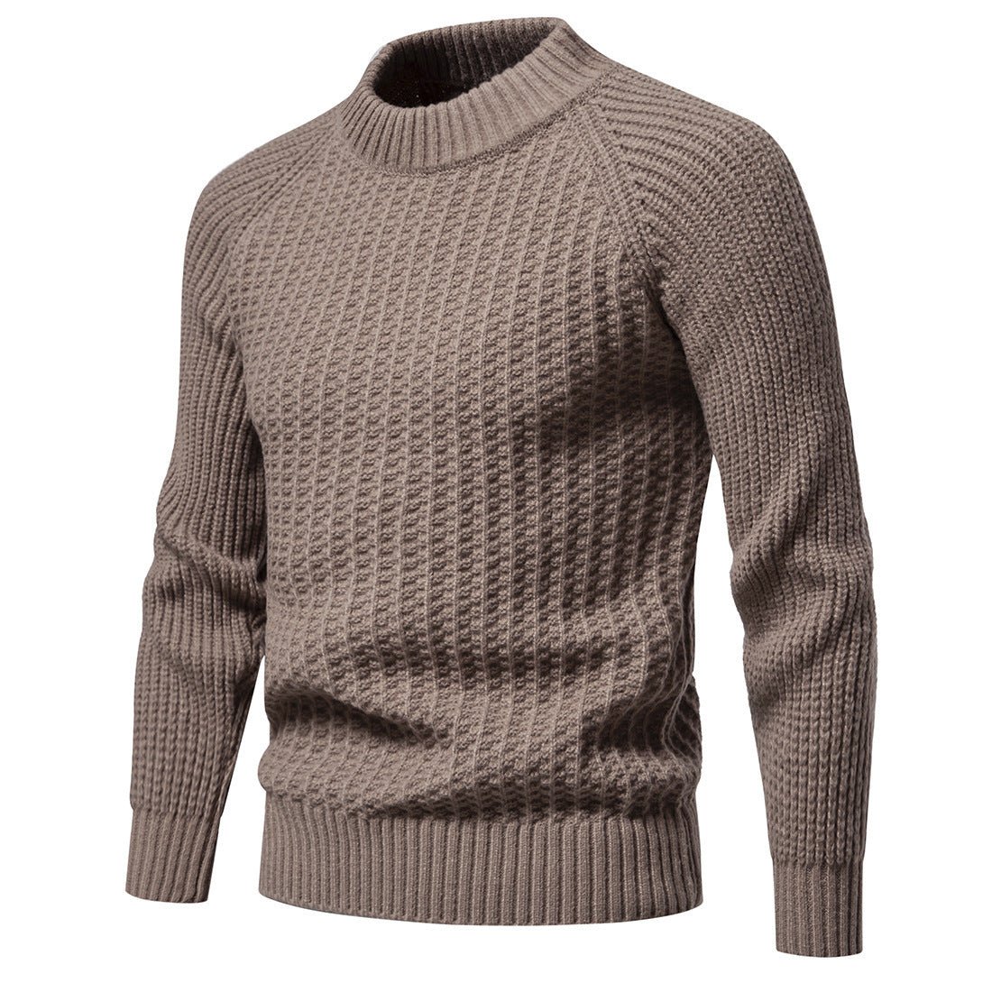 Men's Casual Loose Solid Color Round Neck Sweater - Weriion