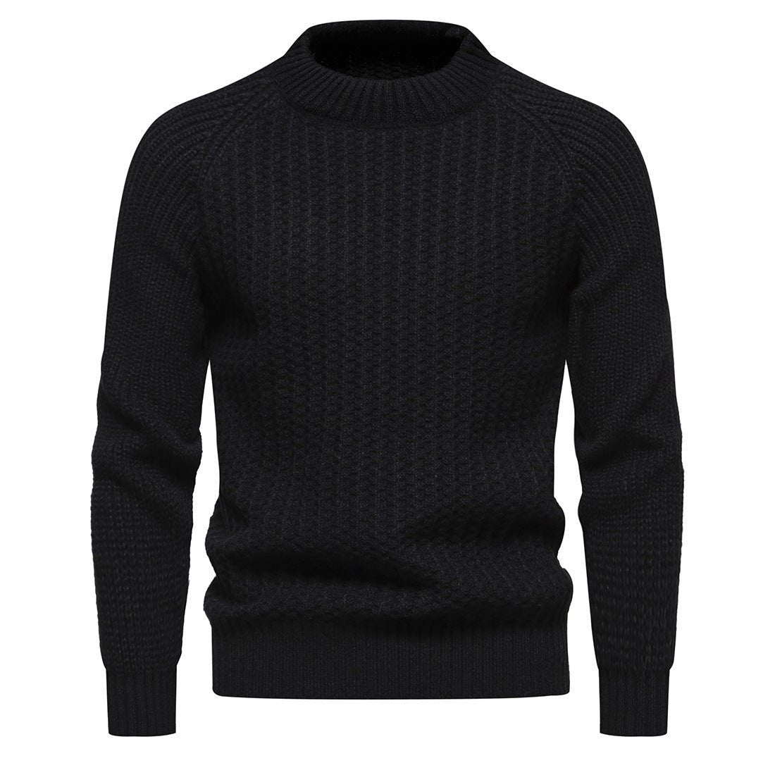 Men's Casual Loose Solid Color Round Neck Sweater - Weriion