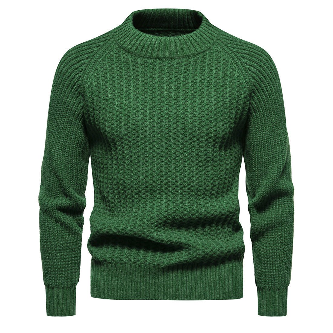 Men's Casual Loose Solid Color Round Neck Sweater - Weriion