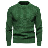 Men's Casual Loose Solid Color Round Neck Sweater - Weriion