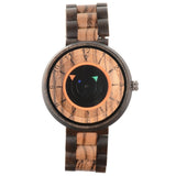 Men's Casual Wooden Unique Quartz Watch Without Pointers - Weriion