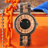 Men's Casual Wooden Unique Quartz Watch Without Pointers - Weriion