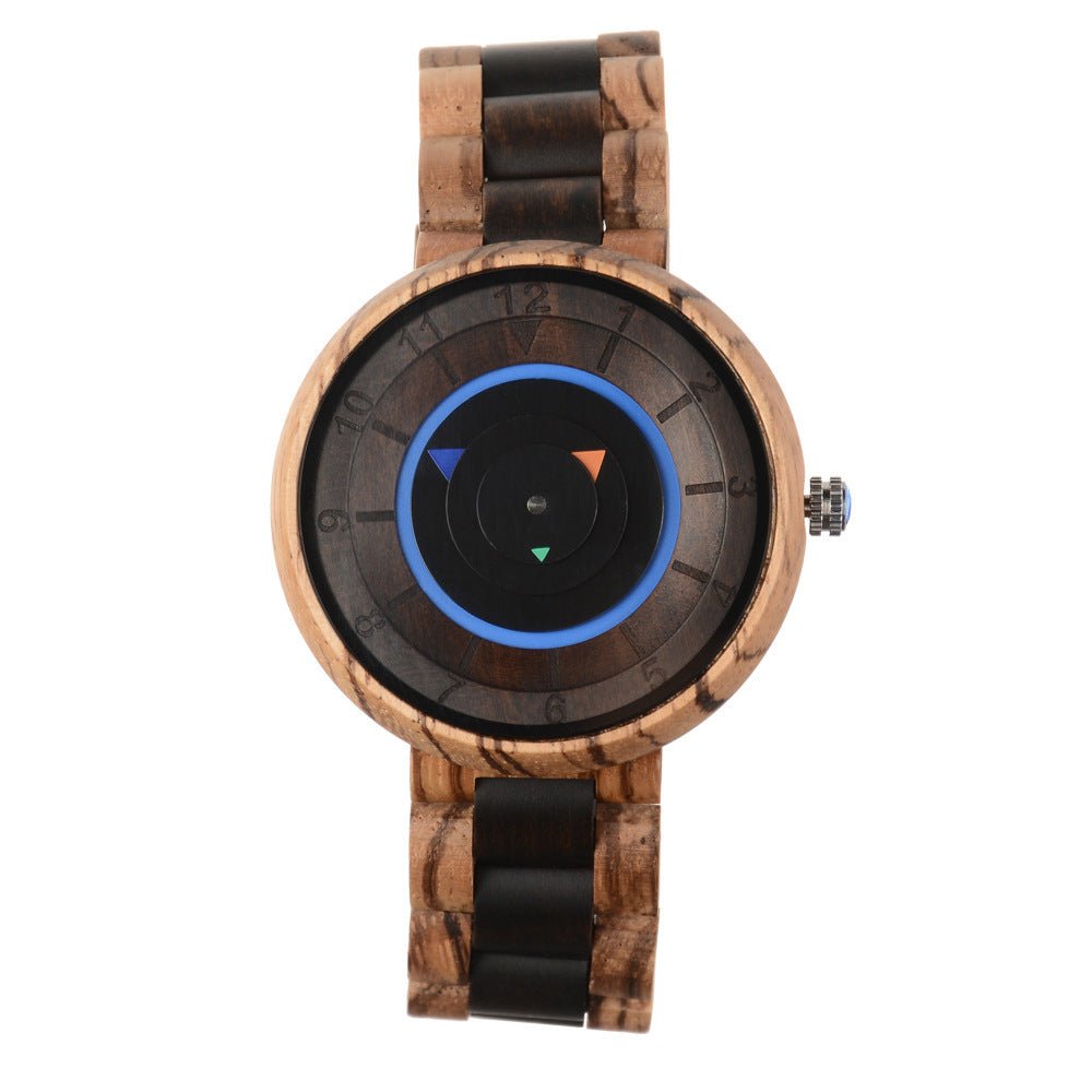 Men's Casual Wooden Unique Quartz Watch Without Pointers - Weriion