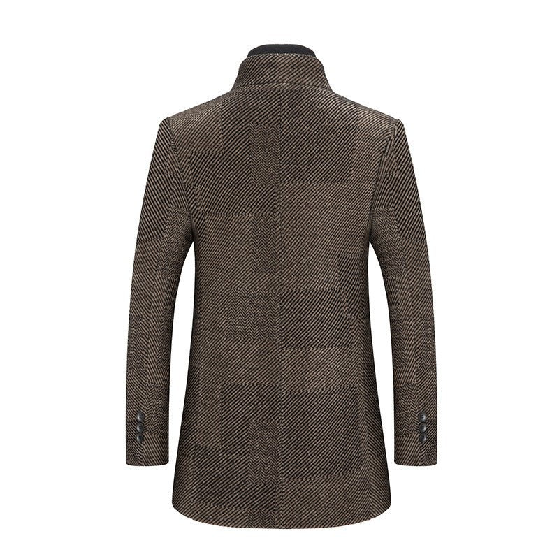 Men's Chenille Woolen Coat With Scarf And Lapel - Weriion