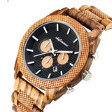 Men's Chronograph Calendar Sports Wood Watch - Weriion