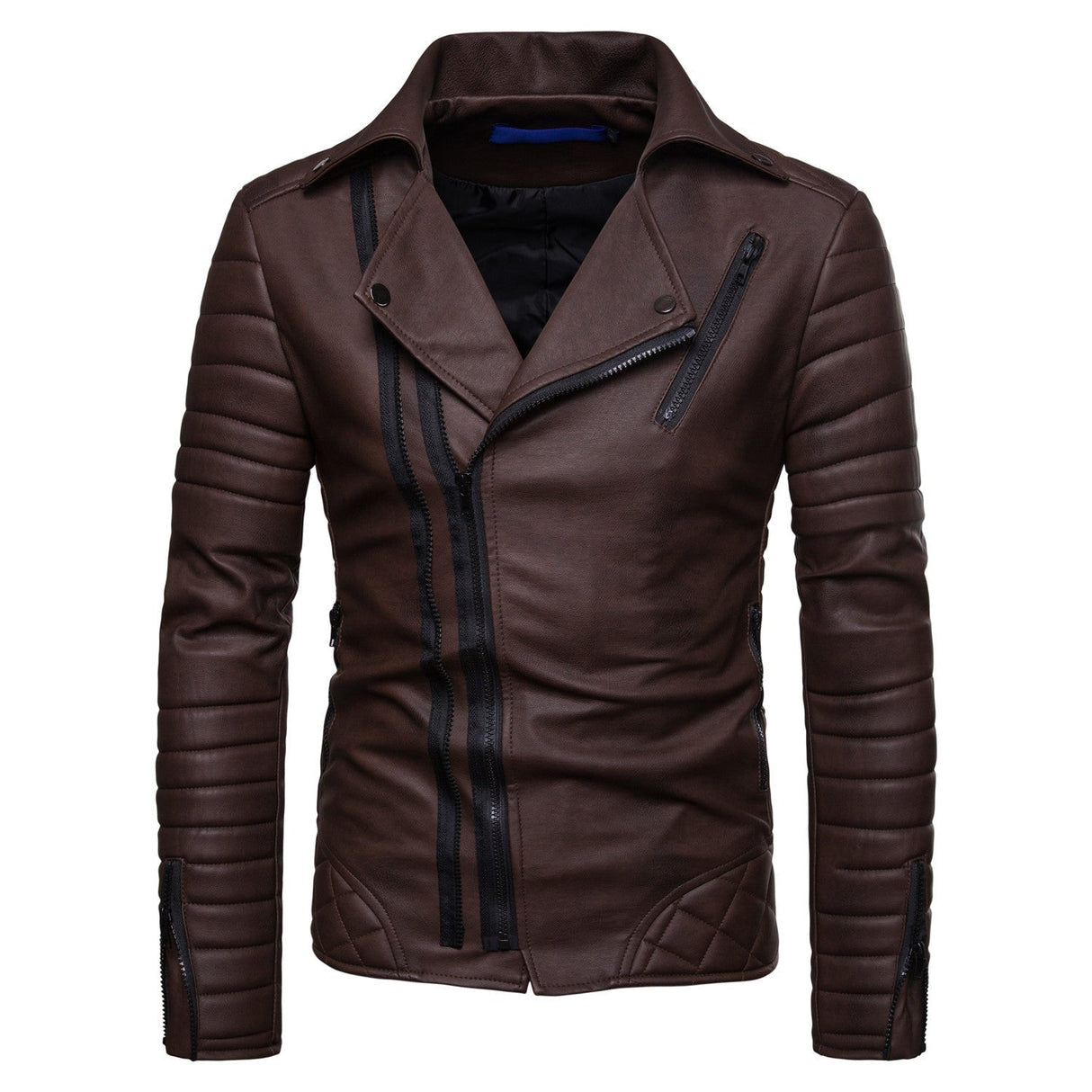 Men's Close Fit PU Leather Jacket - Weriion