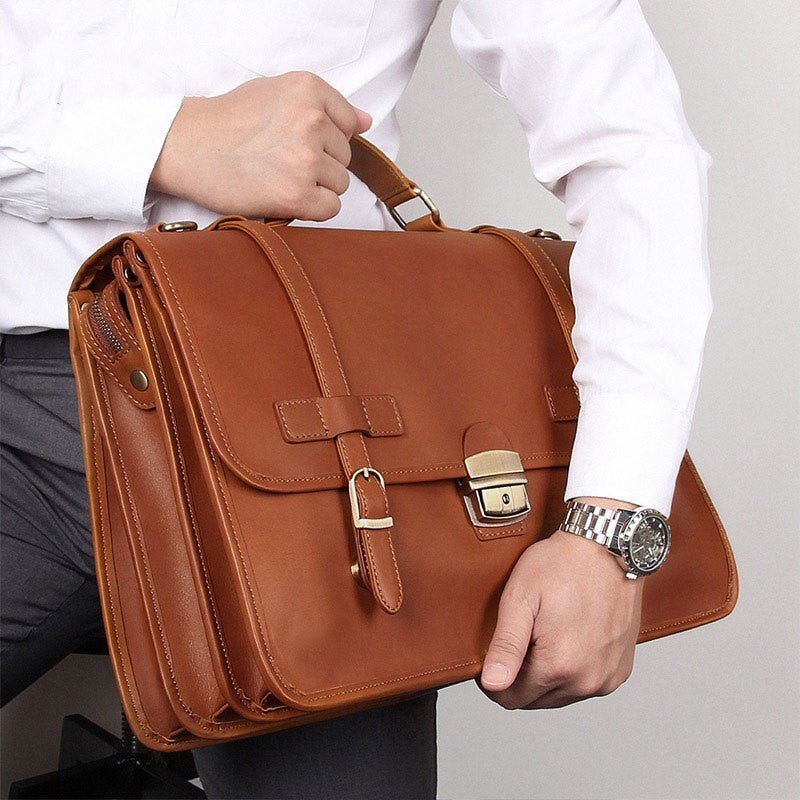 Men's Exquisite Leather Briefcase Shoulder Bag - Weriion