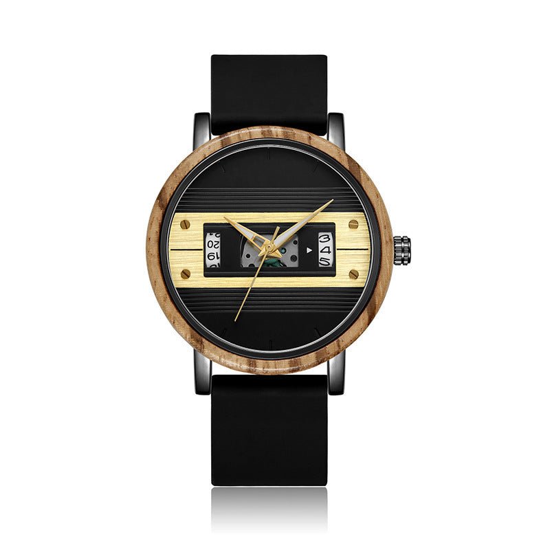 Men's Fashionable Digital Wood Watch - Weriion