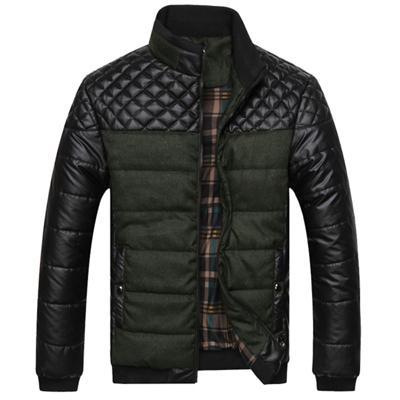 Men's Fashionable Winter Jackets With Patchwork Stitching & Self - Cultivation Collar - Weriion