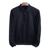 Men's Fine Knitted Long Sleeve Wool Polo Shirt - Weriion