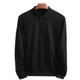 Men's Fine Knitted Long Sleeve Wool Polo Shirt - Weriion