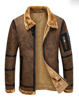 Men's Fleece - Lined Thickened Fur Suede Leather Winter Jacket - Weriion