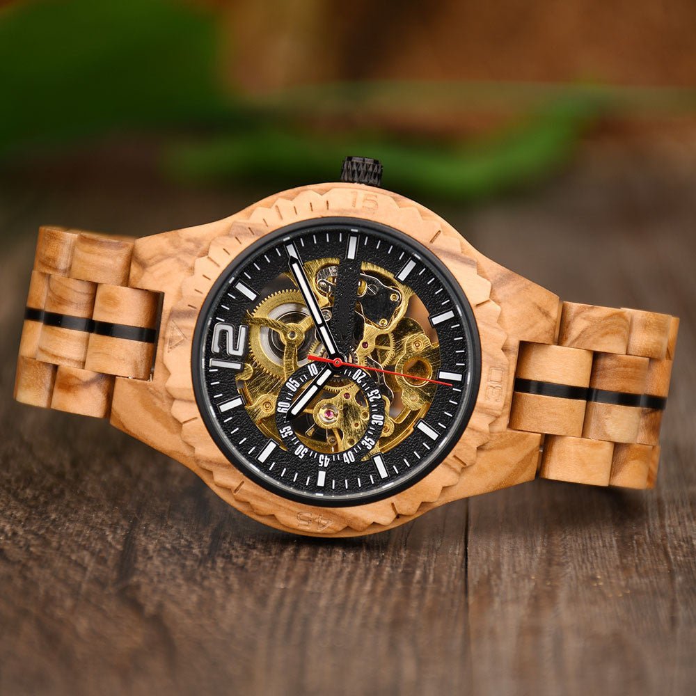 Men's Fully Automatic Wooden Mechanical Watch - Weriion