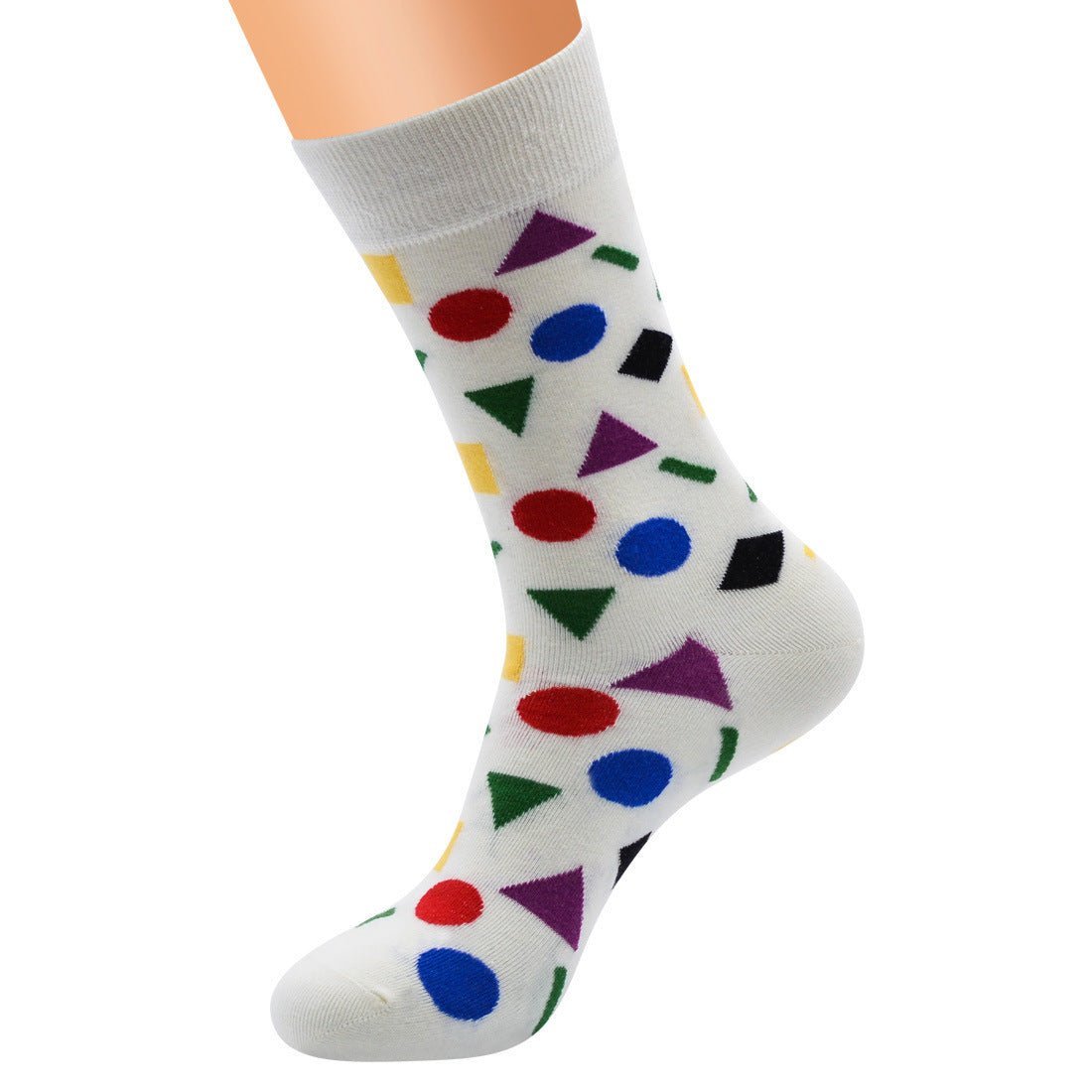 Men's Funny Cotton Socks With Geometric Shapes - Weriion