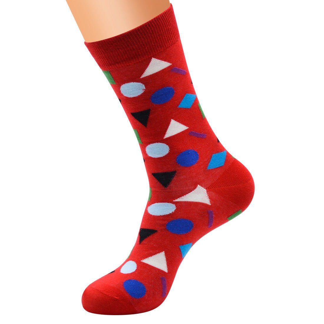 Men's Funny Cotton Socks With Geometric Shapes - Weriion