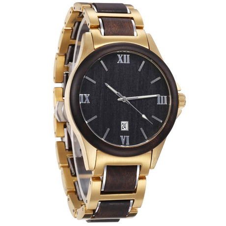 Men's Golden Quartz Wooden Watch - Weriion