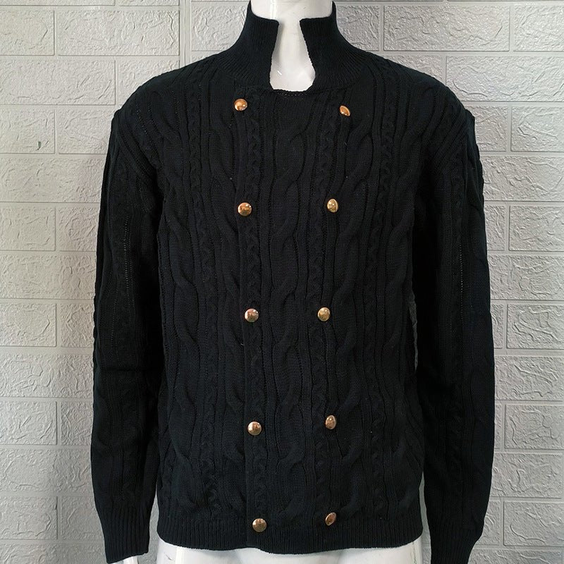 Men's Half Collar Double - Breasted Knitted Buttoned Sweaters - Weriion