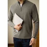 Men's Half Zipped Stand Collar Pure Wool Thermal Sweater - Weriion