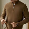 Men's Half Zipped Stand Collar Pure Wool Thermal Sweater - Weriion