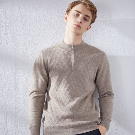 Men's High Collar Zipper Fashion Casual Cashmere Sweater - Weriion