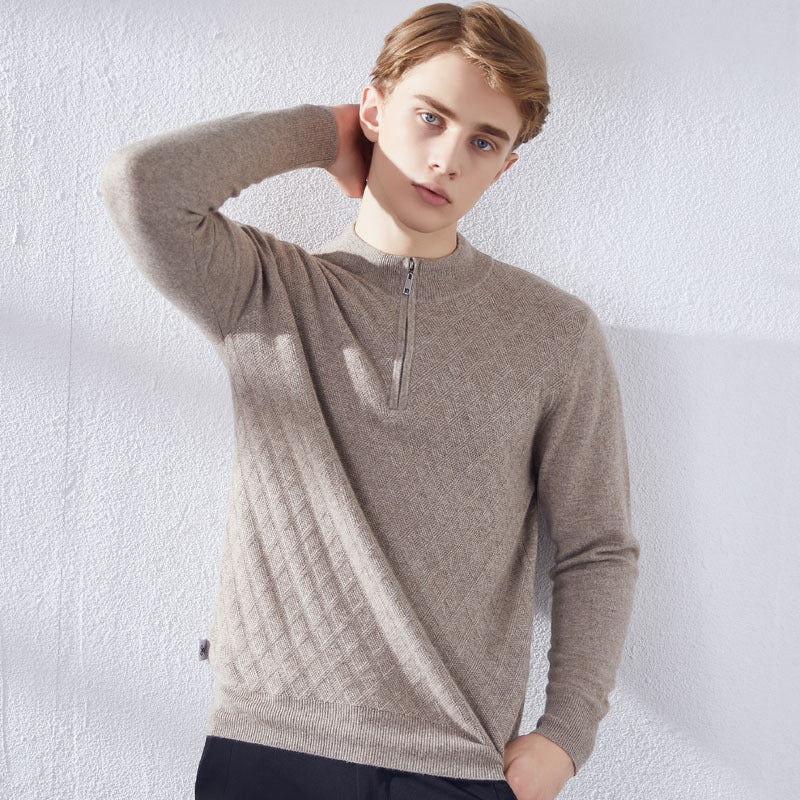 Men's High Collar Zipper Fashion Casual Cashmere Sweater - Weriion