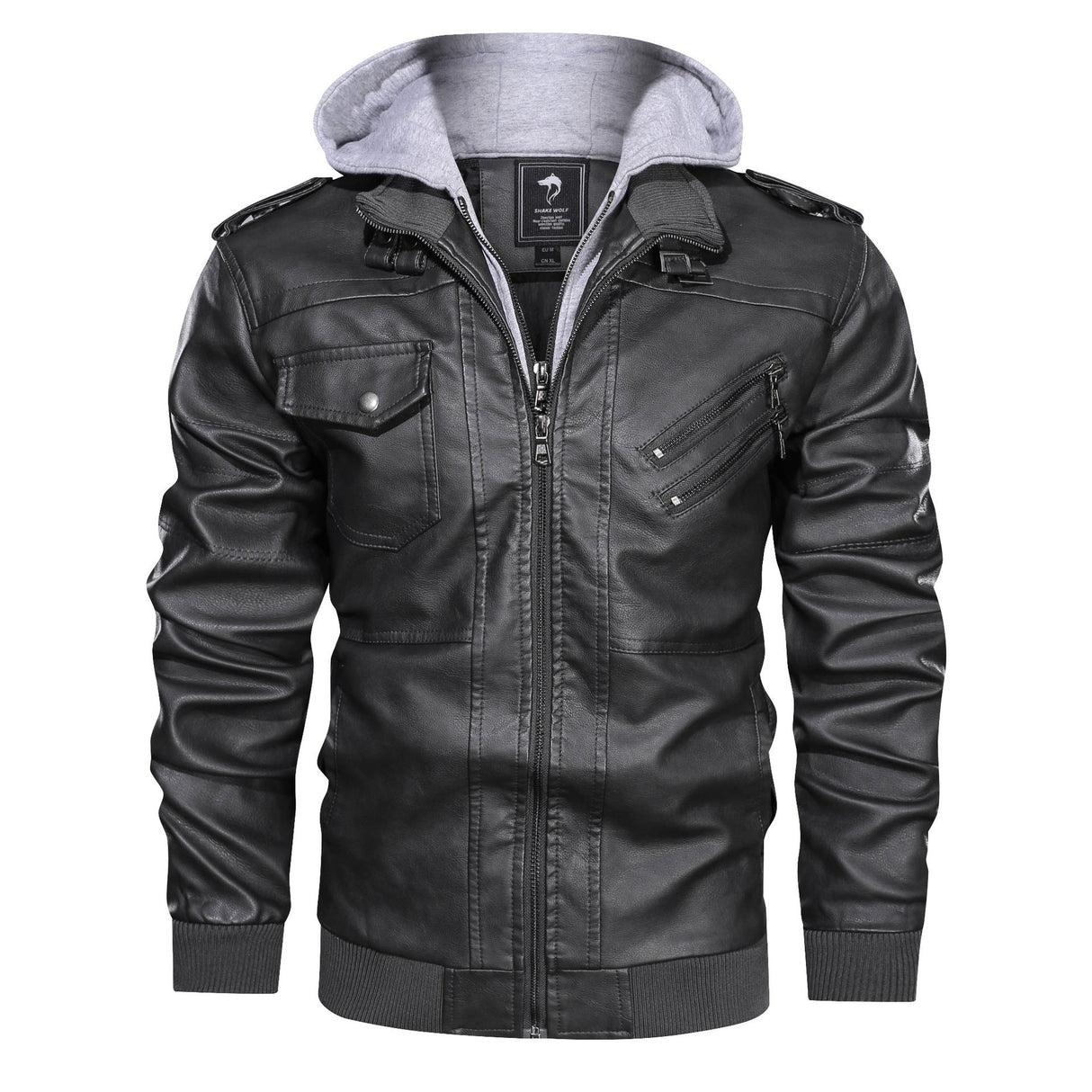 Men's Hooded Leather Jacket - Weriion