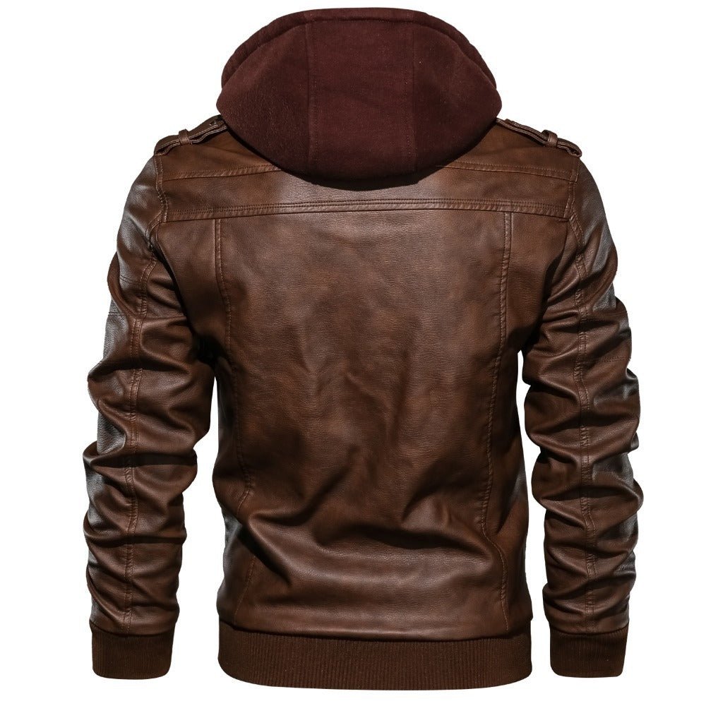 Men's Hooded Leather Jacket - Weriion