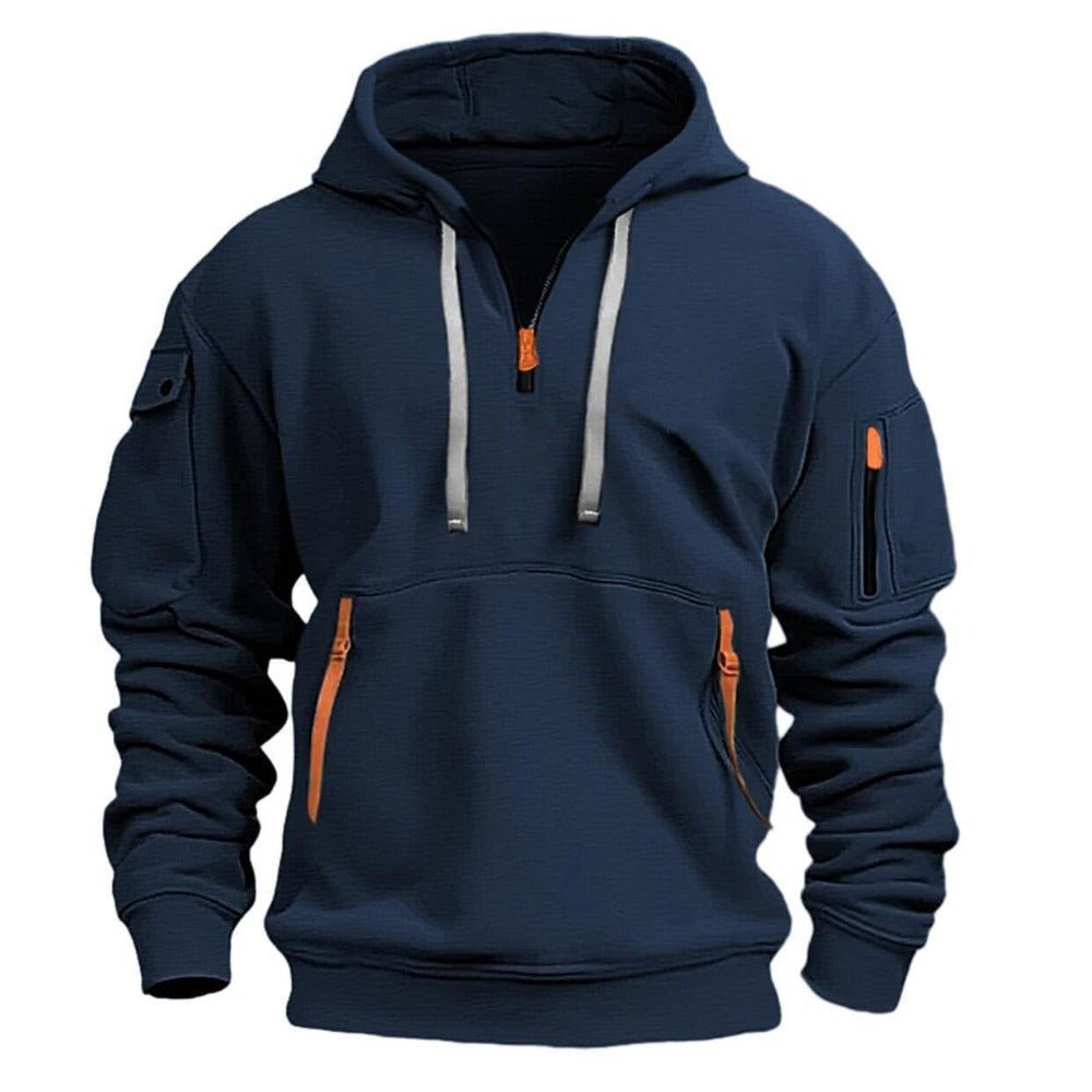 Men's Hoodie With Zipper & Multiple Pockets - Weriion