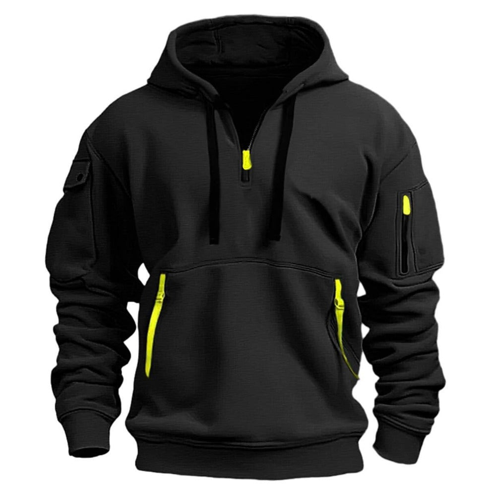 Men's Hoodie With Zipper & Multiple Pockets - Weriion