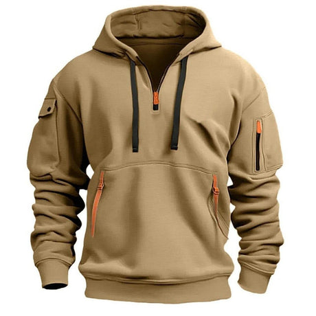 Men's Hoodie With Zipper & Multiple Pockets - Weriion