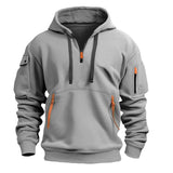 Men's Hoodie With Zipper & Multiple Pockets - Weriion