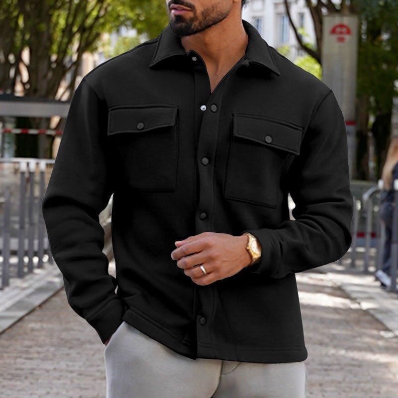 Men's Lapel Single Breasted Solid Color Jacket - Weriion