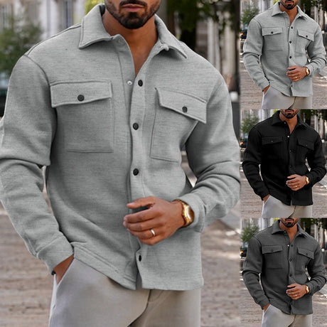 Men's Lapel Single Breasted Solid Color Jacket - Weriion