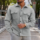 Men's Lapel Single Breasted Solid Color Jacket - Weriion