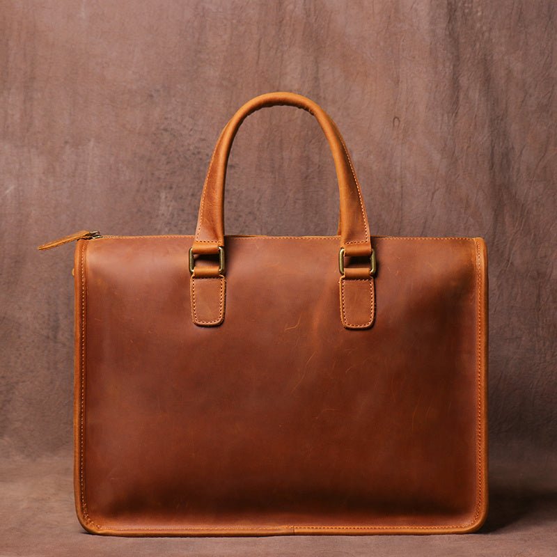 Men's Leather Briefcase Computer Shoulder Bag - Weriion