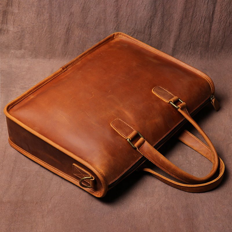 Men's Leather Briefcase Computer Shoulder Bag - Weriion