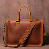 Men's Leather Briefcase Computer Shoulder Bag - Weriion