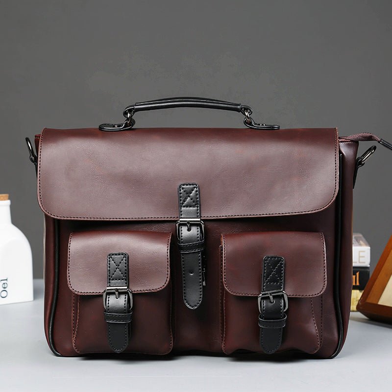 Men's Leather Business Briefcase Bag - Weriion