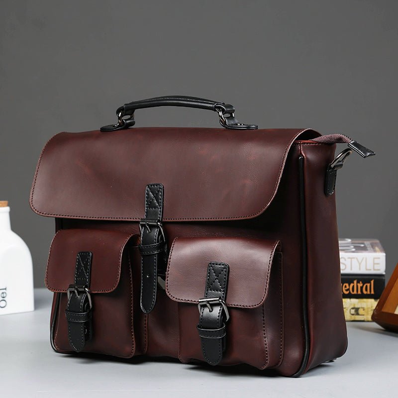 Men's Leather Business Briefcase Bag - Weriion