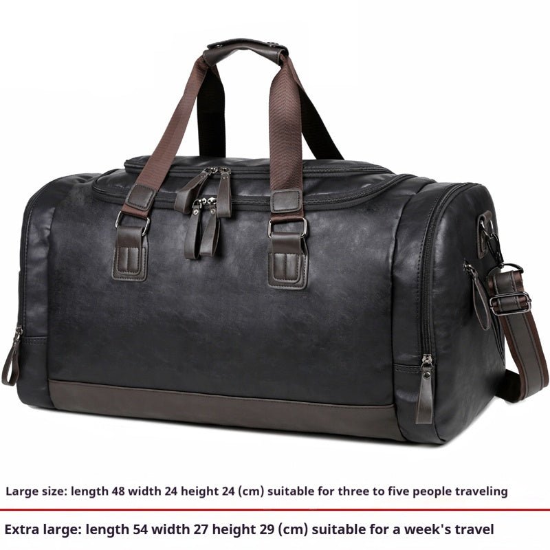 Men's Leather Business Travel Duffle Weekend Bag With Attachable Shoulder Strap - Weriion